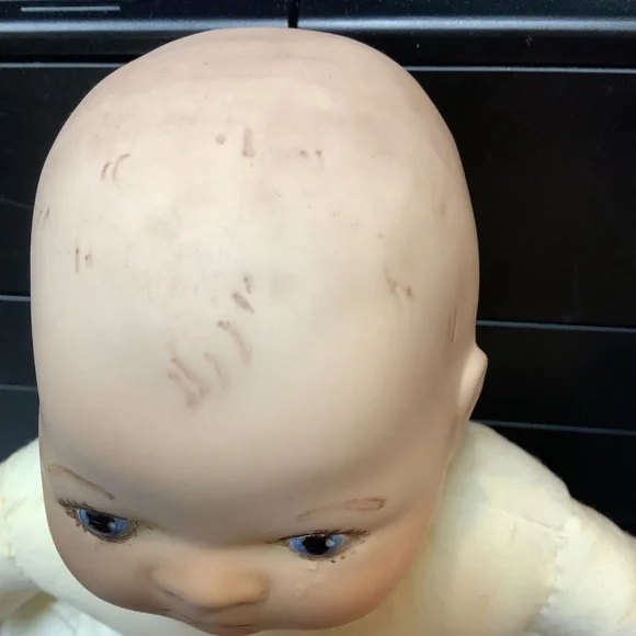 Grace S Putman Doll Bisque Head & Hands Cloth Body Bonnet, 11”